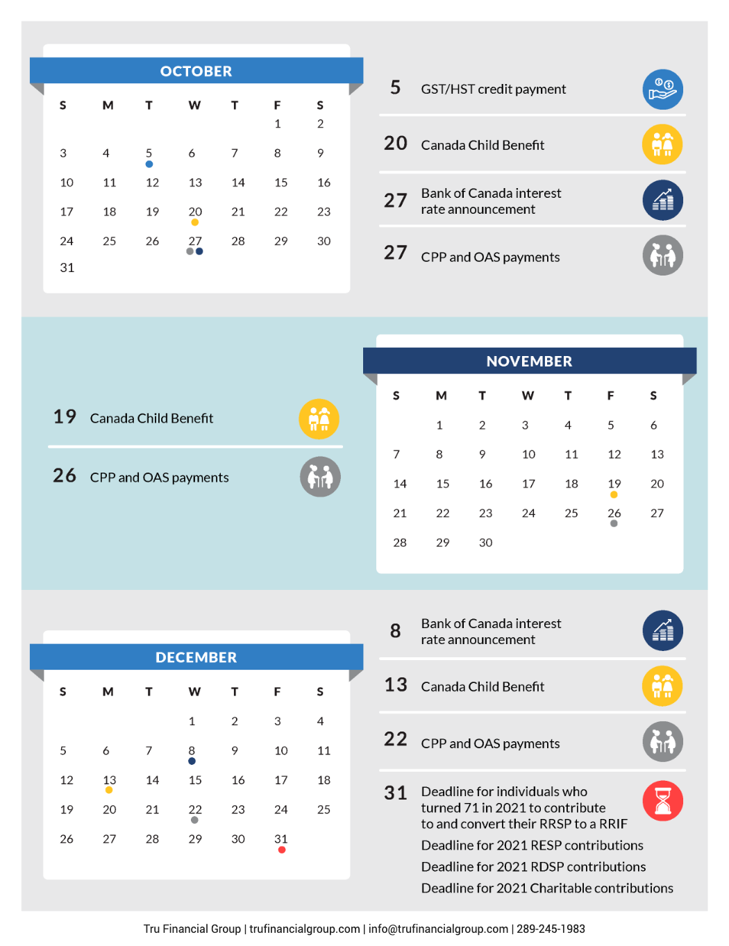 2021 Financial Calendar Tru Financial Group